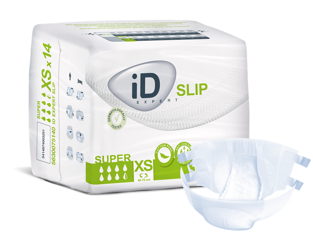CS/12 (14/PKG) ID SLIP SUPER, X-SMALL, (16"-28"), 1550 ML ABSORBENCY. - BeHope
