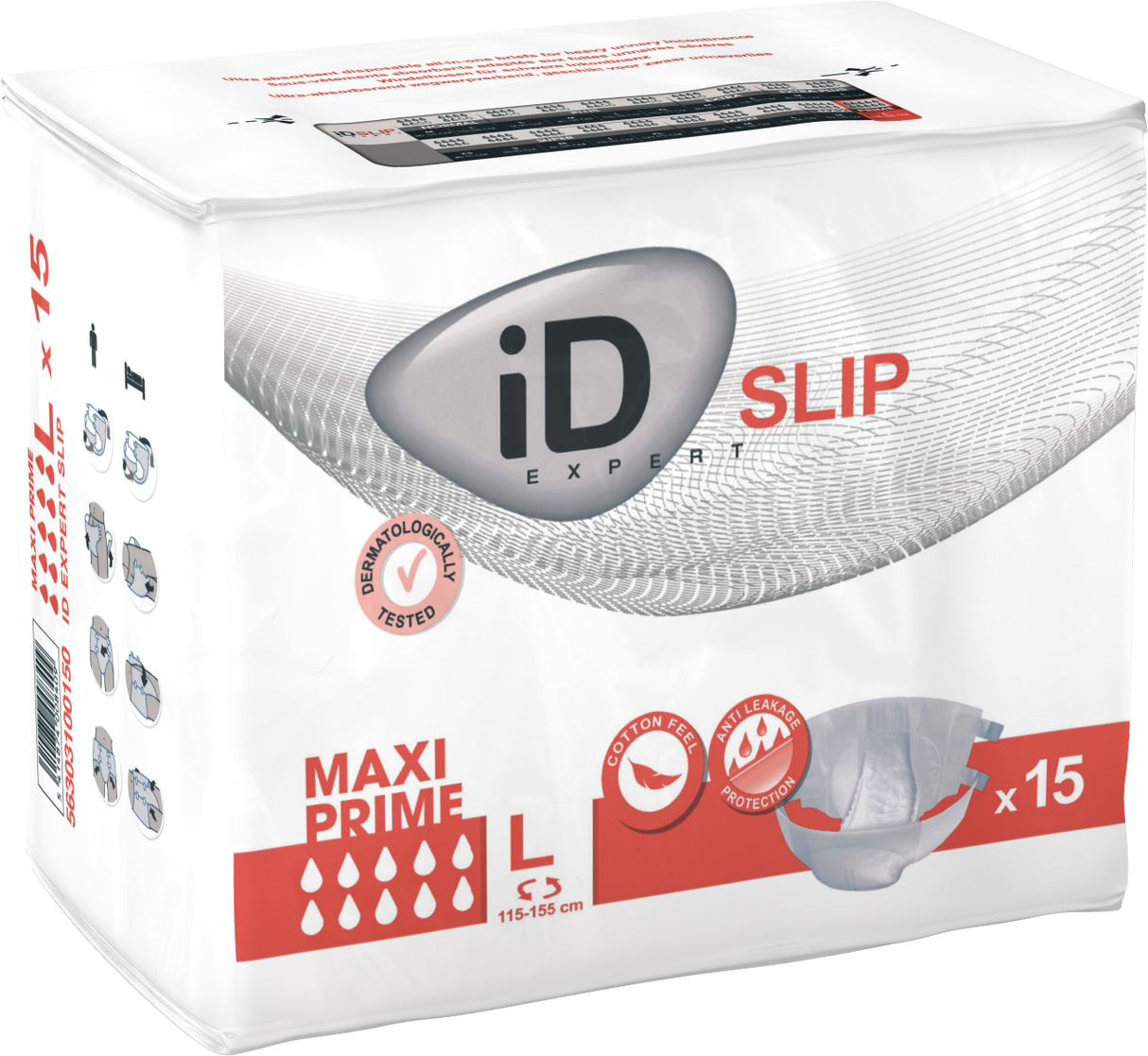 CS/3 (15/PKG) ID SLIP TBS MAXI PRIME, LARGE, (45"-61"), 4880 ML ABSORBENCY. - BeHope