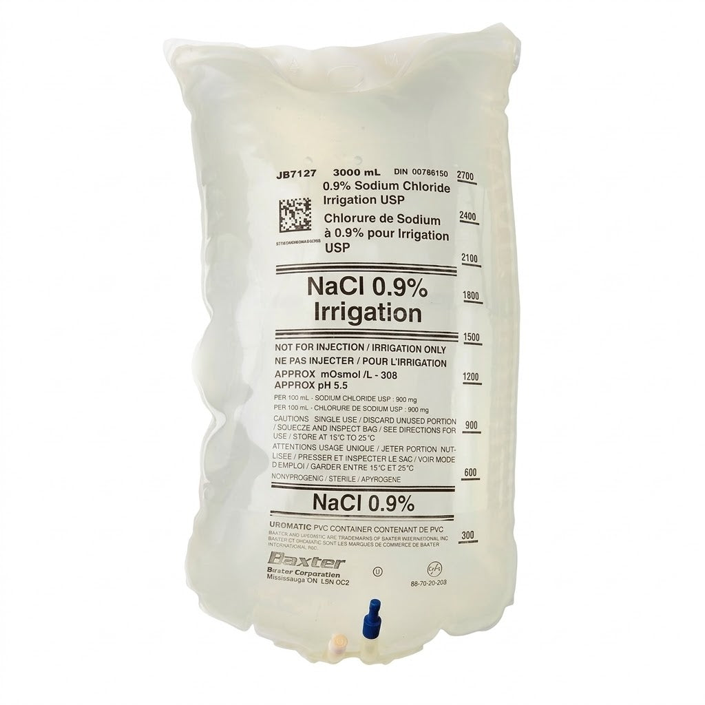 Baxter Normal Saline 0.9% CBI Irrigation Solution 3000mL Bag (Case/4) - BeHope