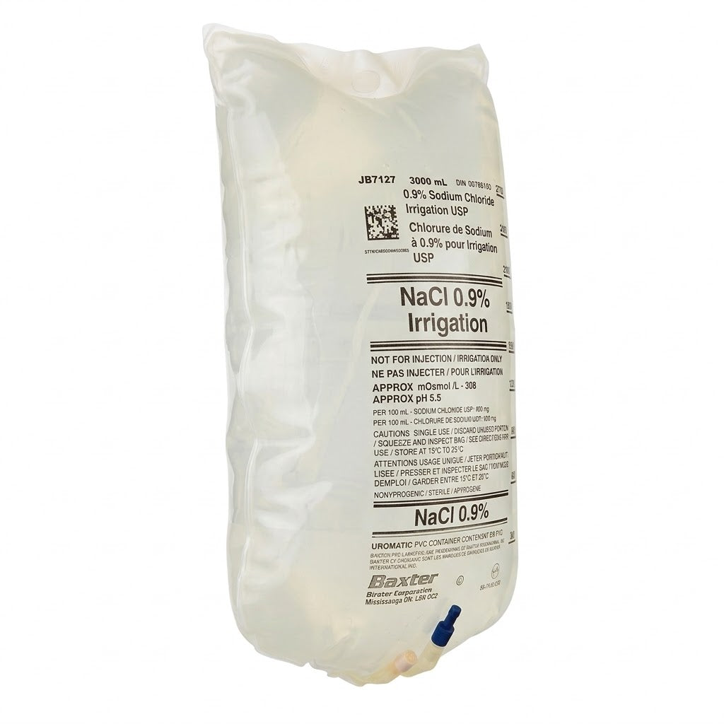 Baxter Normal Saline 0.9% CBI Irrigation Solution 3000mL Bag (Case/4) - BeHope