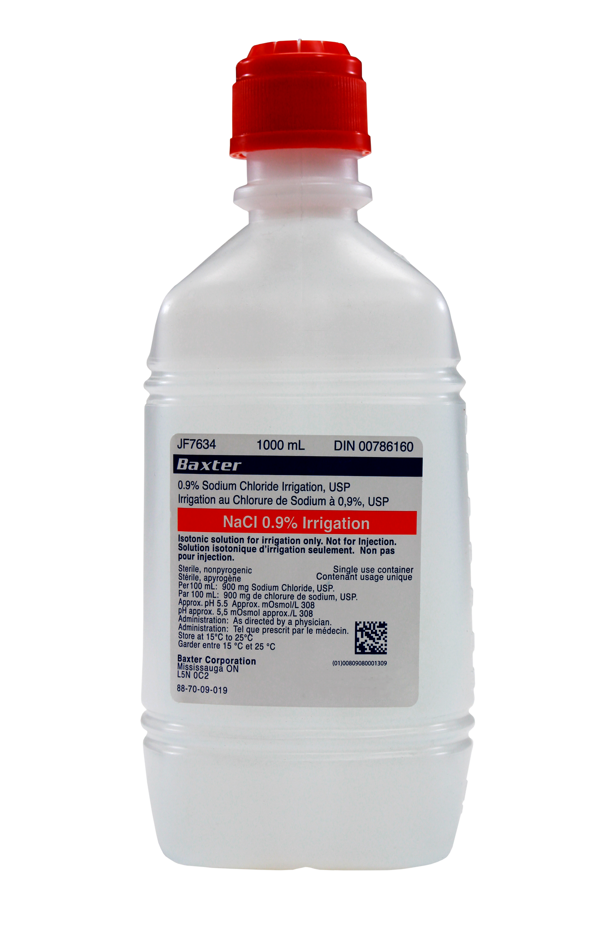 Baxter 0.9% Sodium Chloride Irrigation Solution Pour Bottle, 1000ml - case/12
