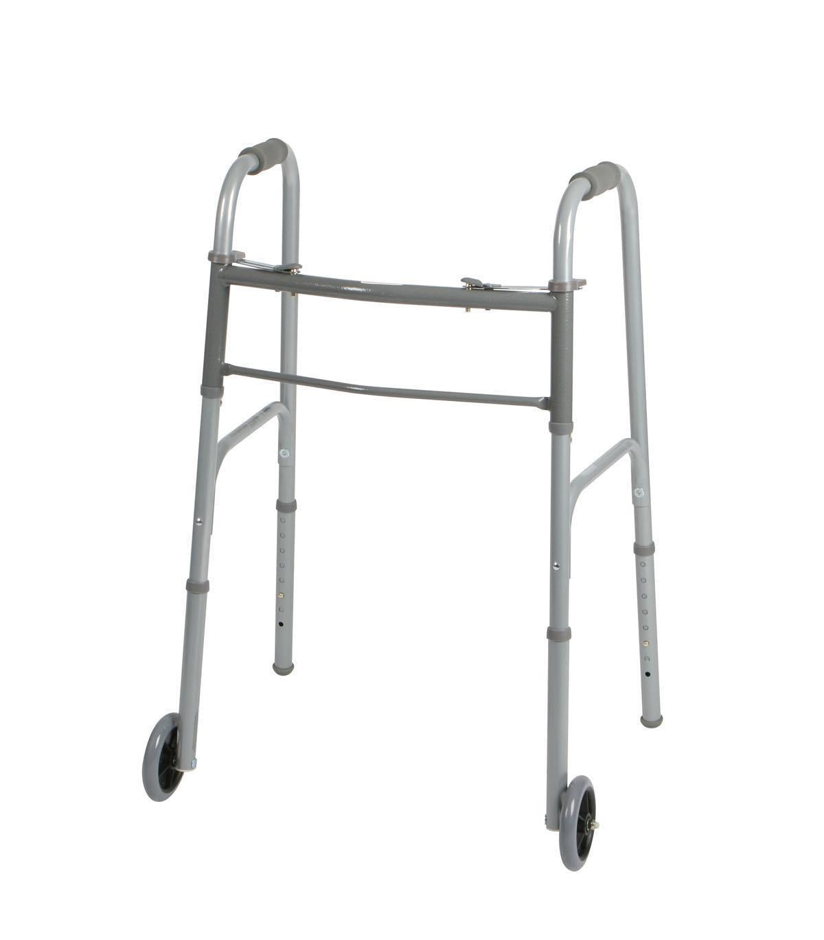 Walker Two-Button Folding Adjustable W/5" Front Wheels Adult