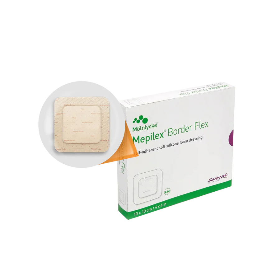 Caja de 10 mepilex borde flexible 10x10 cm (4x4")