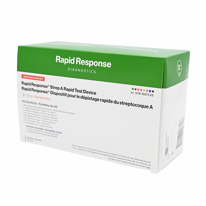Rapid Response Strep-a Test Strips Kit With Positive And Negative Controls Box/25 Kit - BeHope