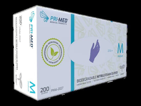 BX/200 PRIMED SUSTAIN, BIODEGRADABLE NITRILE EXAM GLOVE, POWDER-FREE, PURPLE, SMALL - BeHope