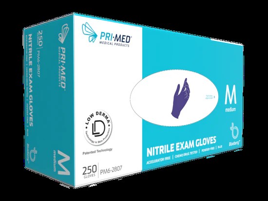 Bx/250 Blueberry Accelerator Free Nitrile Exam Glove, Chemo Drug Tested, Powder-free, Berry Blue, Me