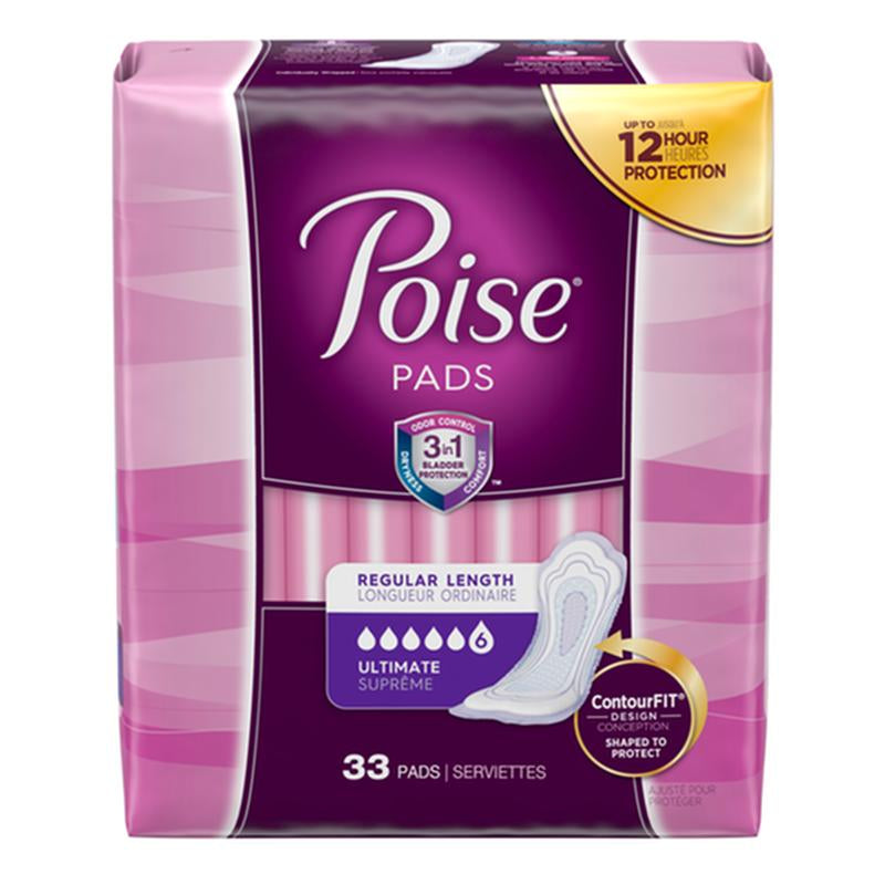 Pkg/33 Poise Original Ultimate Regular Non-winged Pads Convenience
