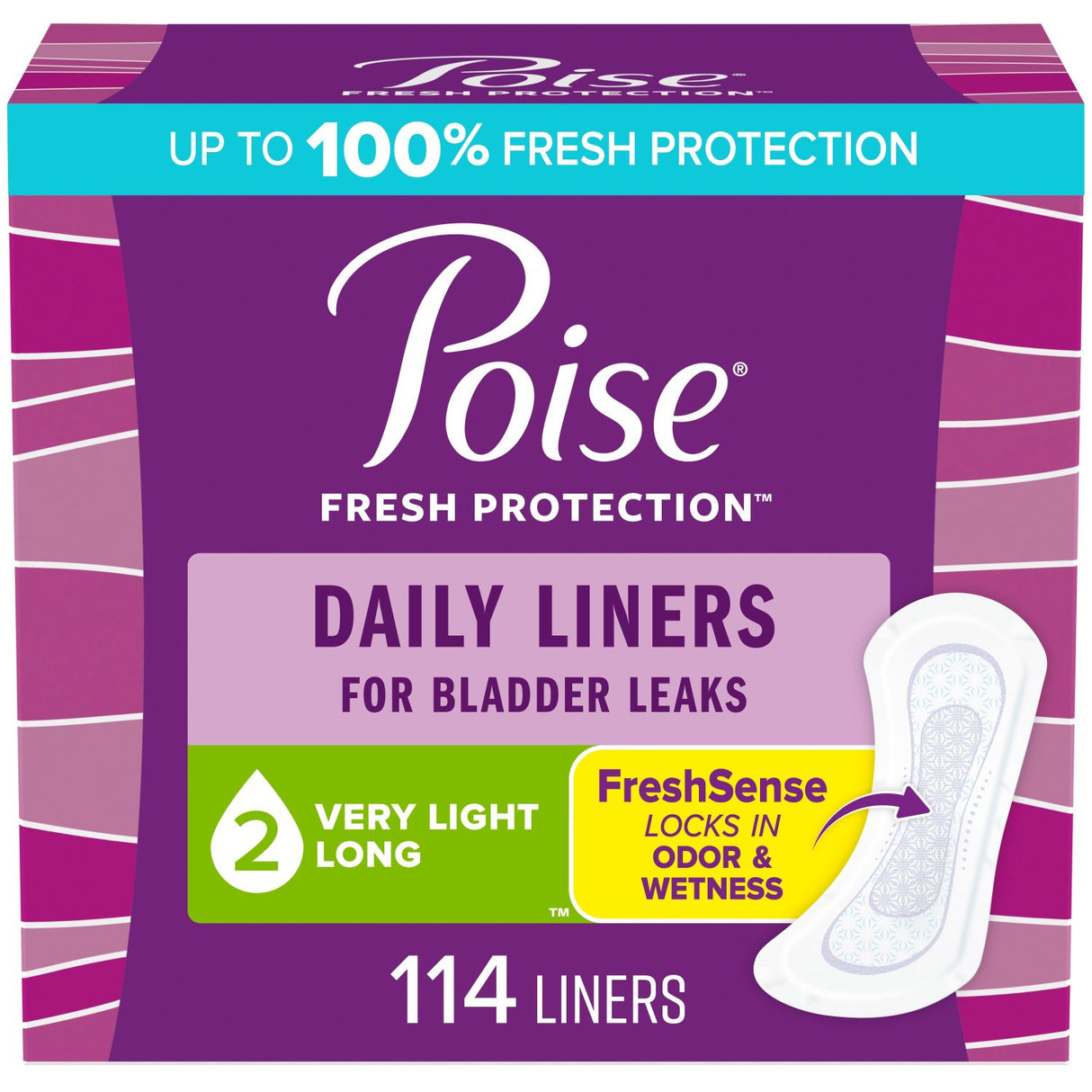 Pkg/114 Poise Original Very Light Long Liners Convenience