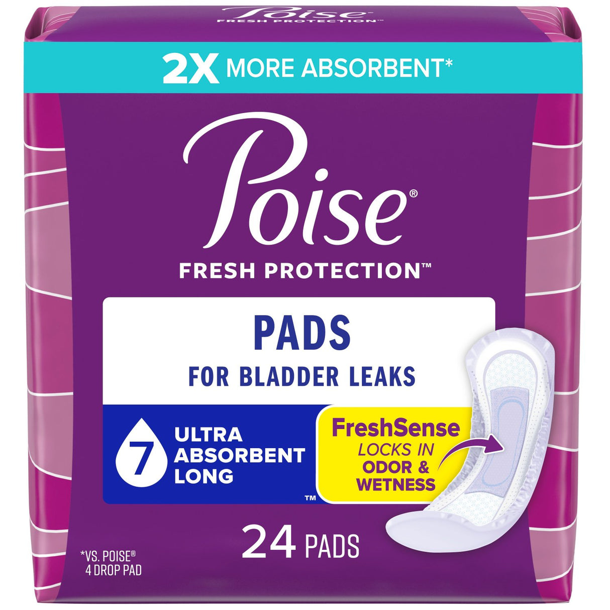 Pk/24 Poise Ultra Pad Fresh Protection, Long