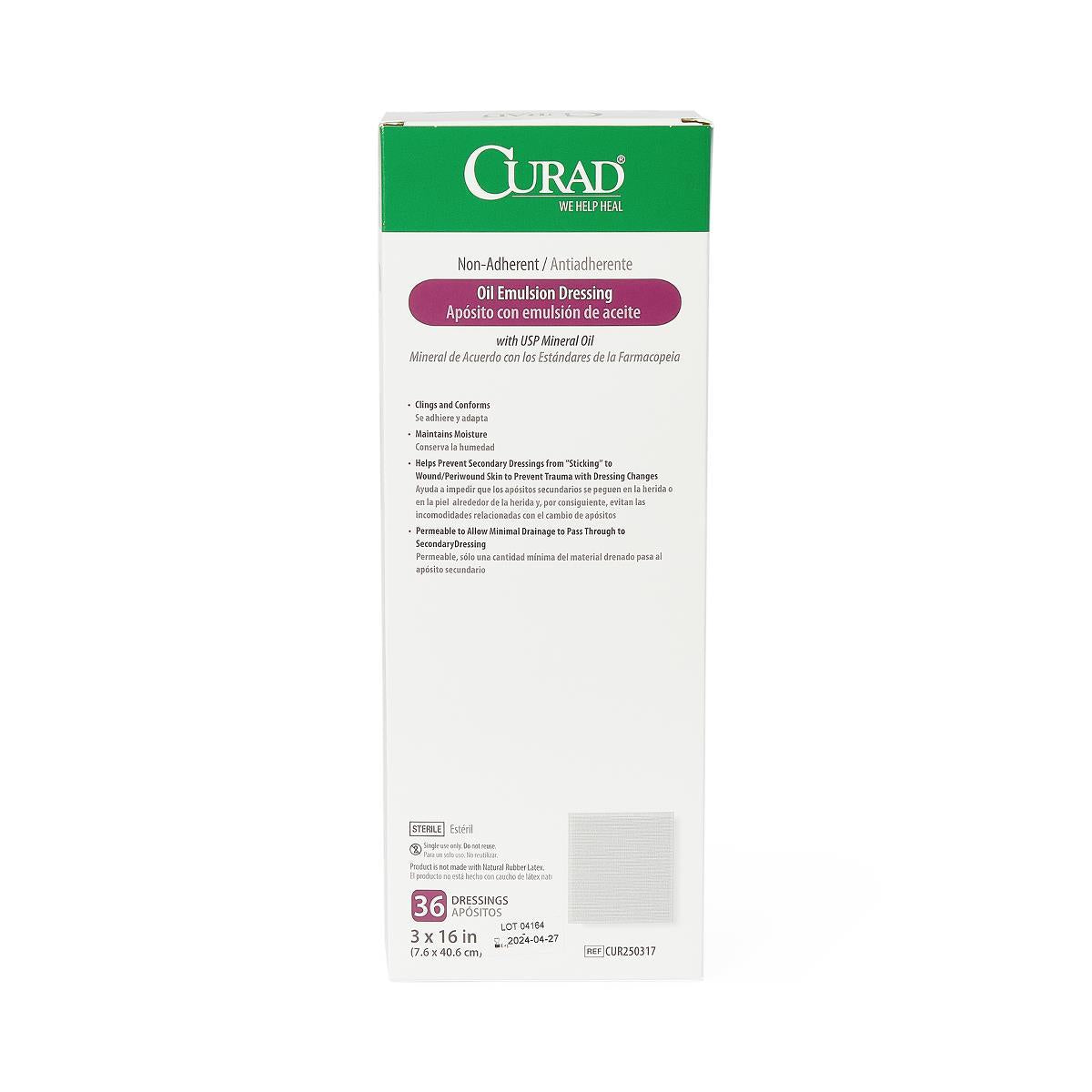 CURAD Nonadherent Sterile Oil Emulsion Dressings