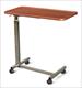 Overbed Table Adjustable Height With Vinyl Wrapped Raised Spill Proof Edge Top Amber Cherry Each - BeHope
