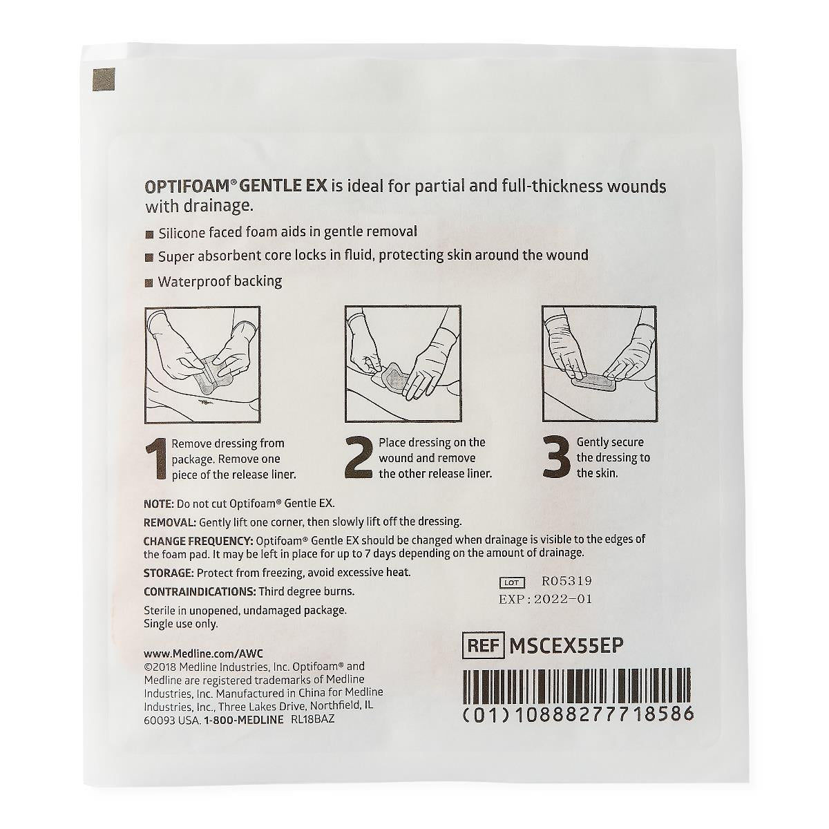 Optifoam Gentle EX Silicone-Faced Foam Wound Dressings