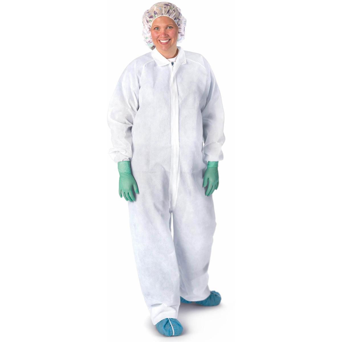 Coverall Heavy Weight Spunbond Material With Elastic Wrists And Straight Ankle Xx-large White Case/25 Each - BeHope
