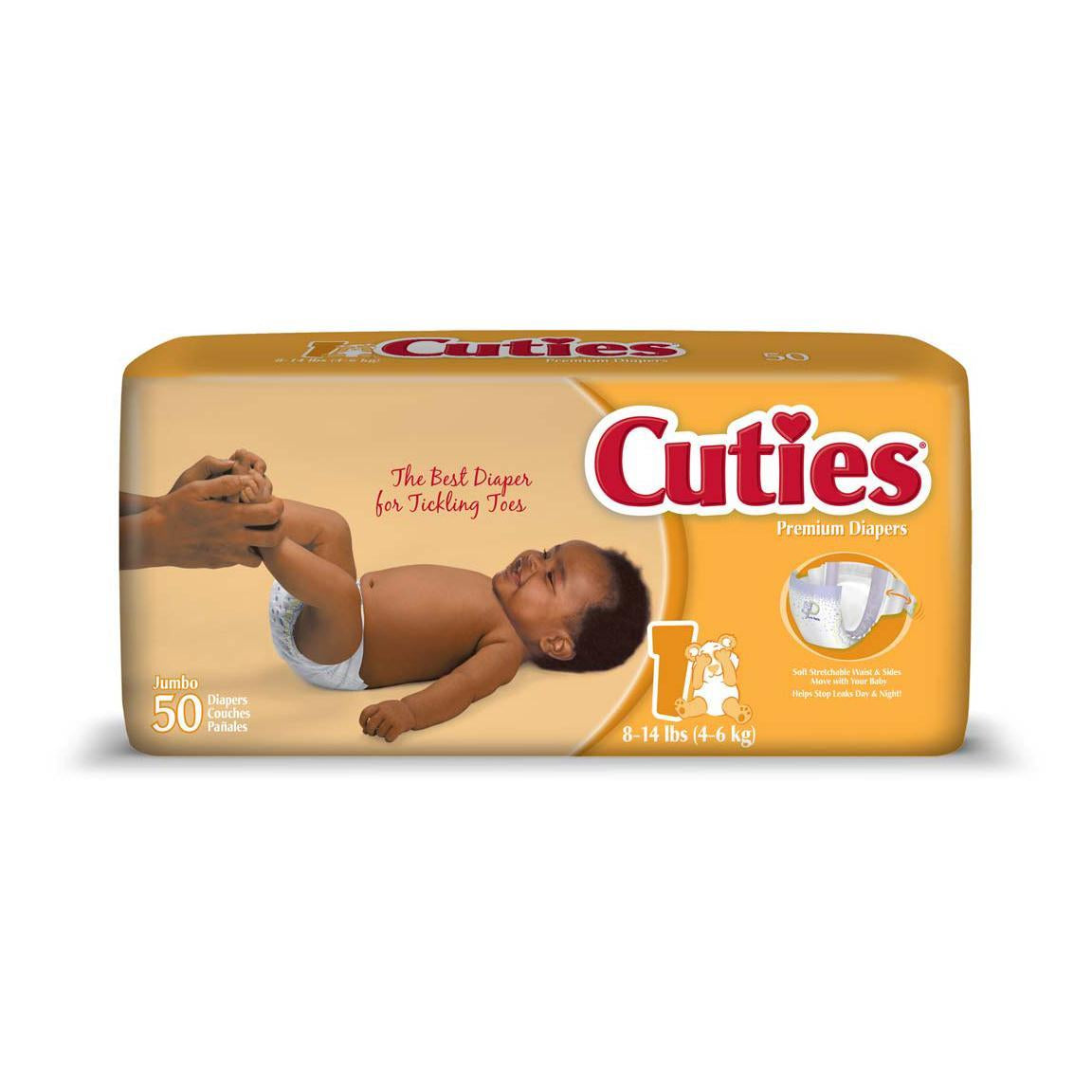 Cuties Baby Diaper 8-14lbs Size 1 Case/200 Each - Behope