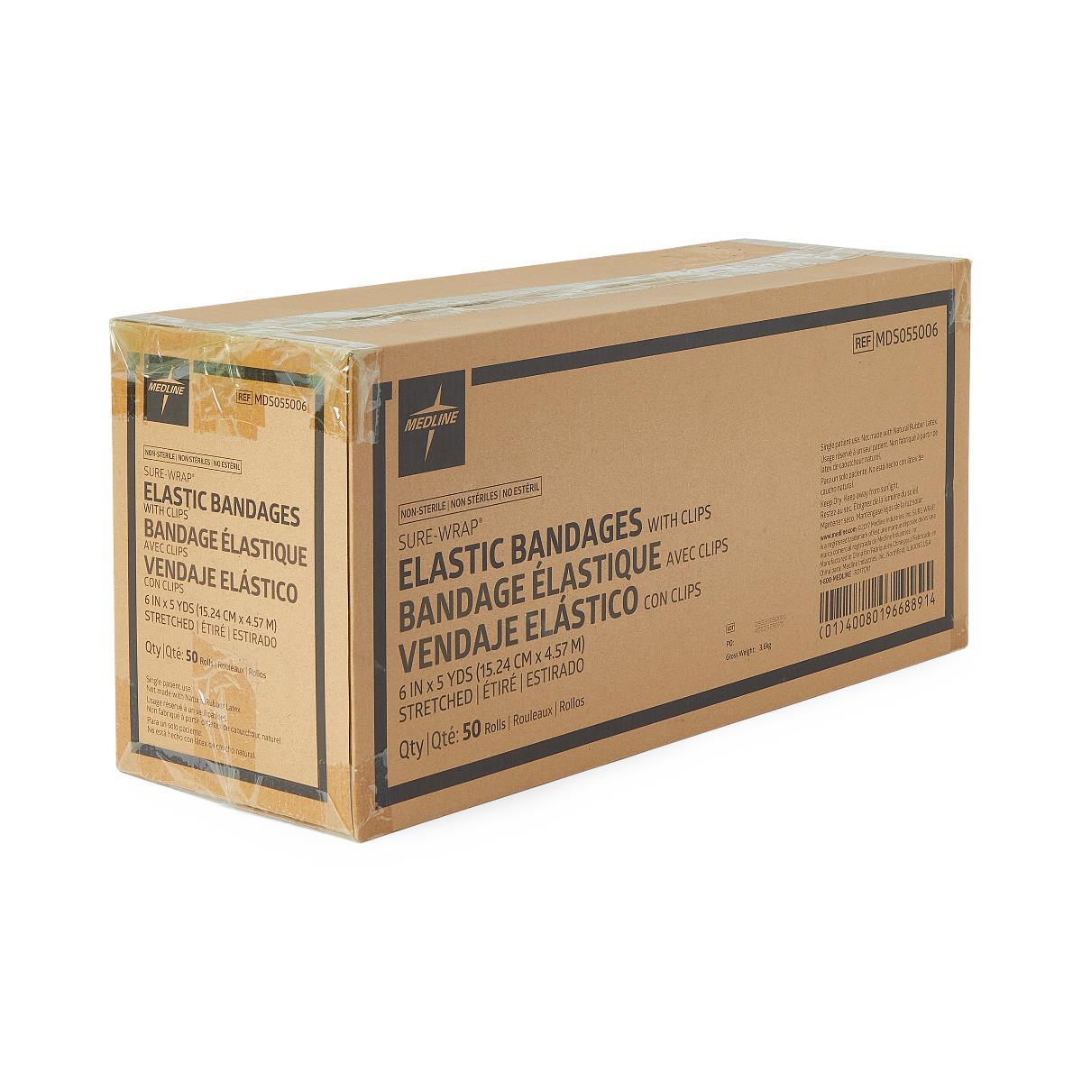 Medline Sure-wrap Wraparound Elastic Bandage With Clips