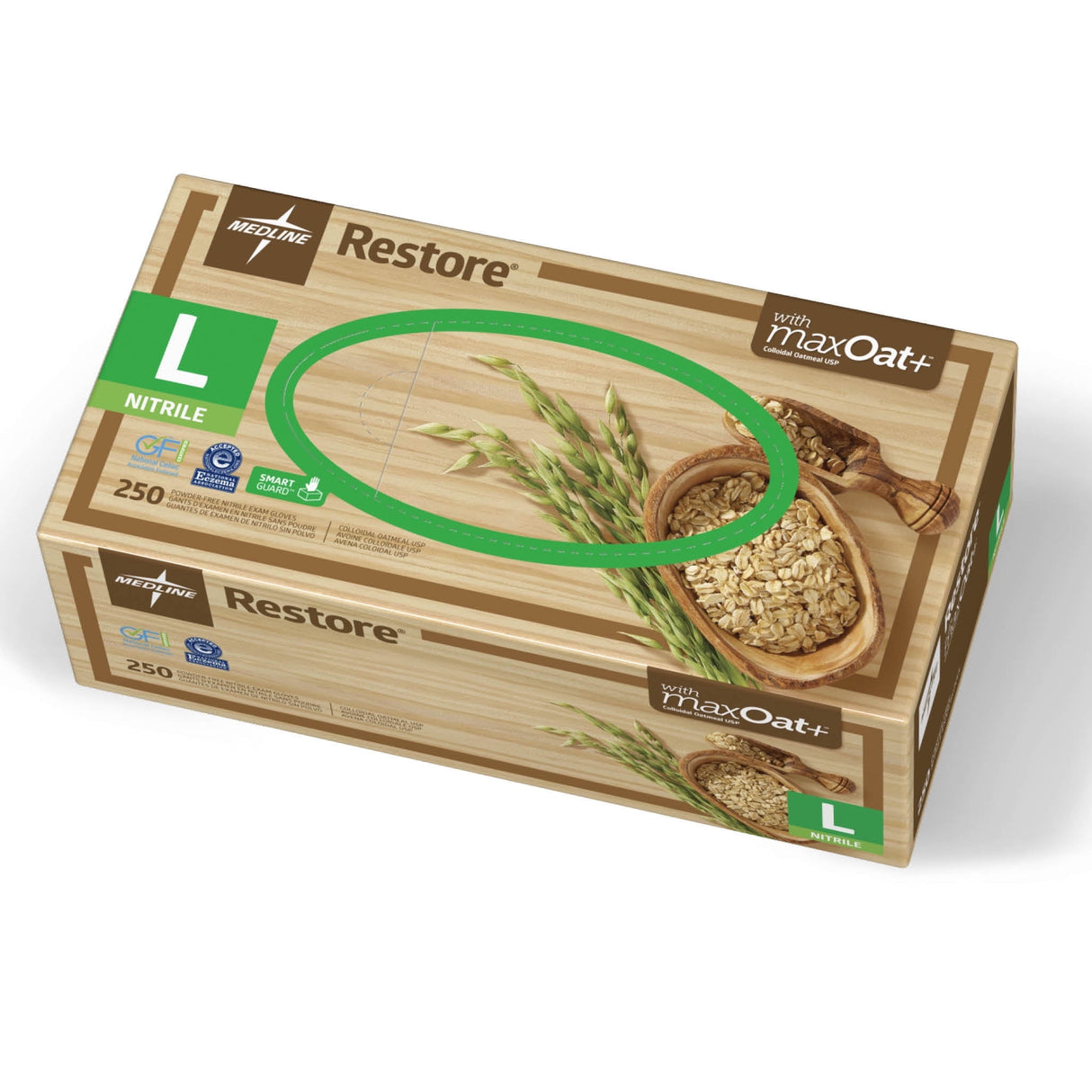 Restore Nitrile Powder-free Large Exam Glove With Colloidal Oatmeal Skin Protectant Boxes Of 250 - BeHope