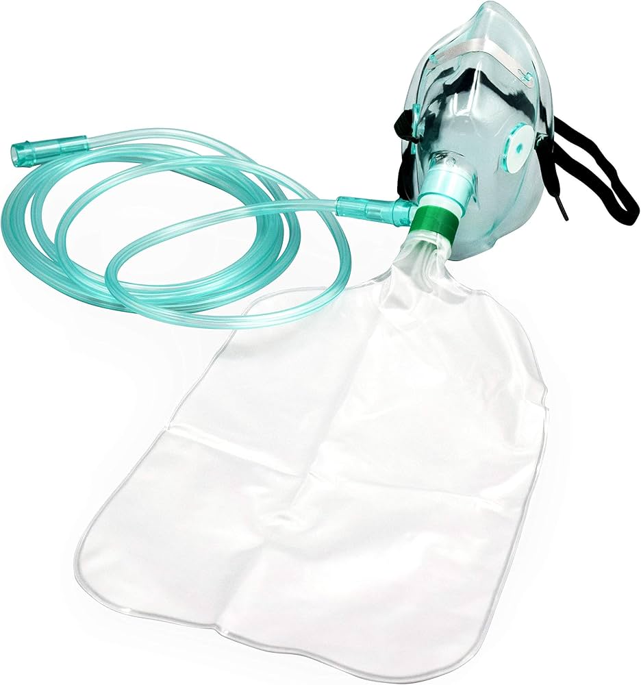Oxygen Mask Pediatric Non-rebreather With Reservoir Bag & 7' Tubing Case/50 Each - BeHope