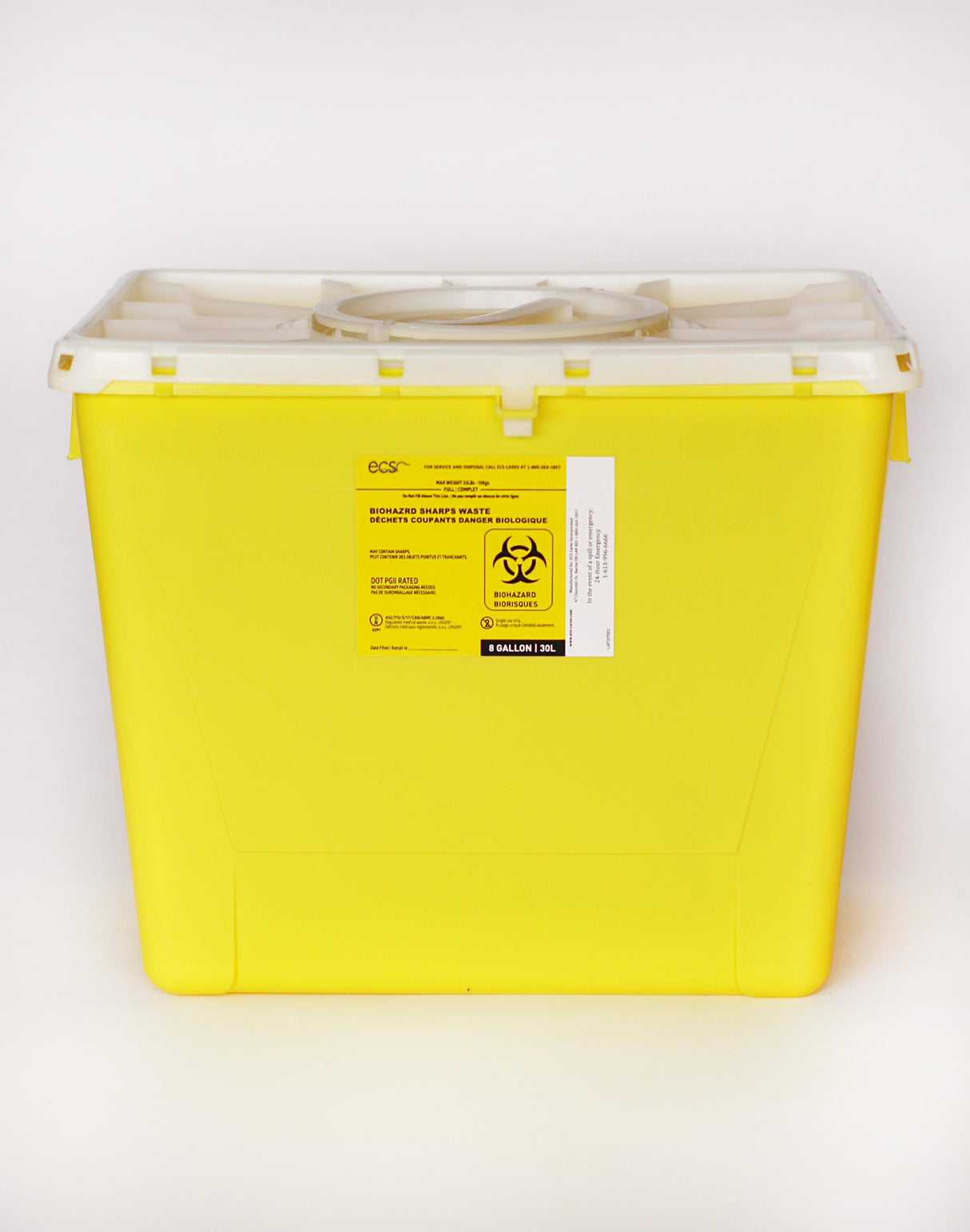 Sharps Container Disposable 30l Yellow With White Lid Bio-hazard - Disposal Service Not Included Each - Behope