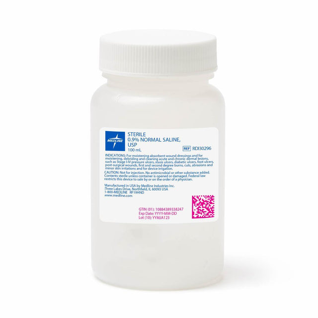 Normal Saline Sodium Chloride 0.9% For Irrigation And Suctioning Screw Top Bottle 100ml Case/48 - BeHope