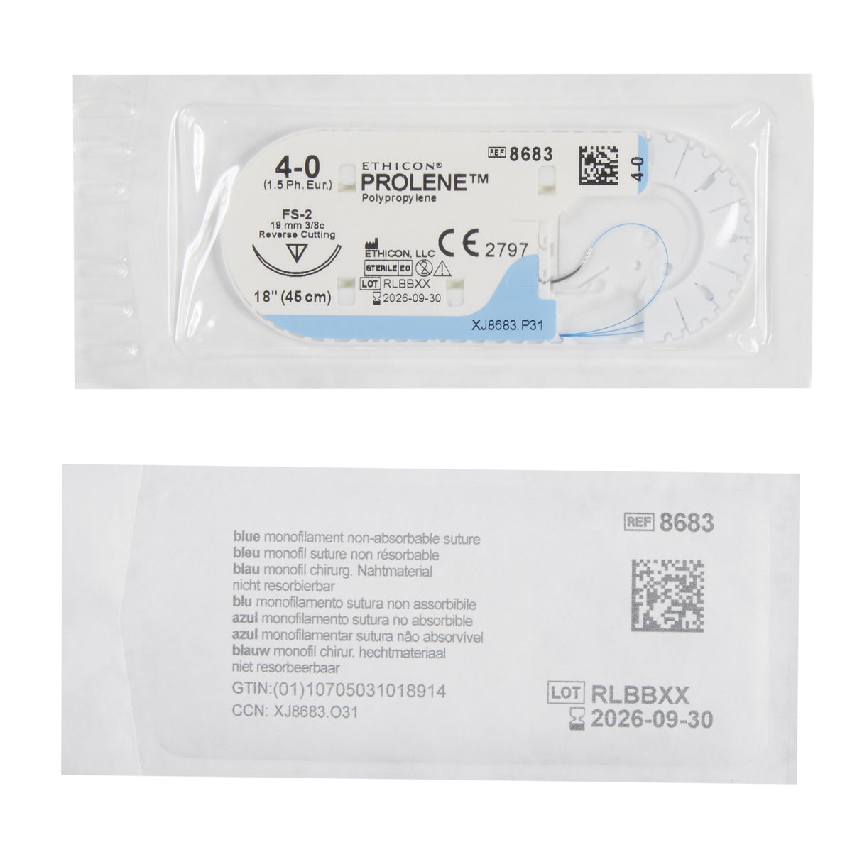 ProleneTM Blue Polypropylene Monofilament Non-Absorbable Suture, FS-2 Reverse-Cutting Needle - BeHope