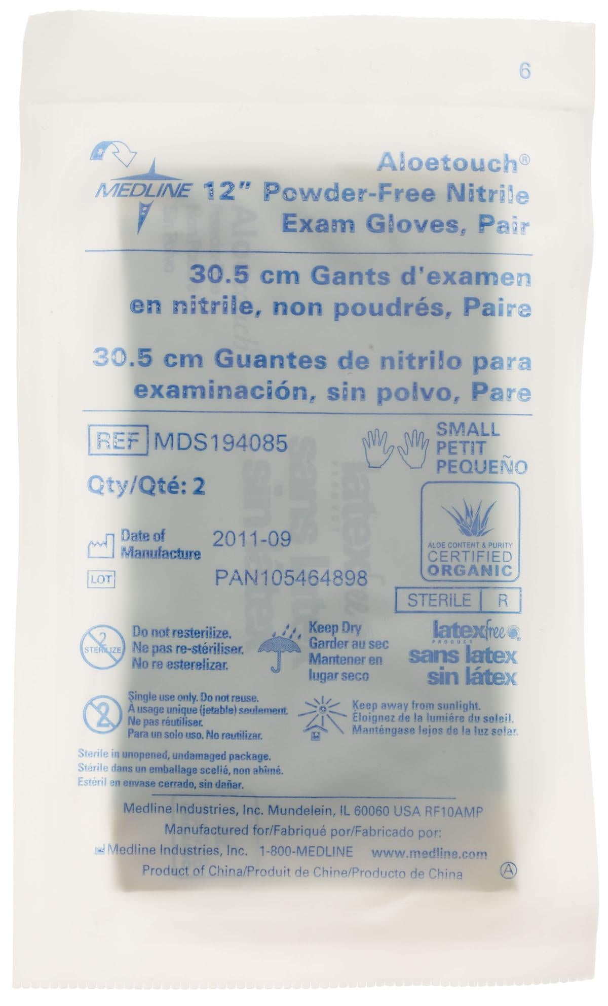 AloeTouch Sterile 12" Powder-Free Nitrile Exam Gloves Extended Cuff Green