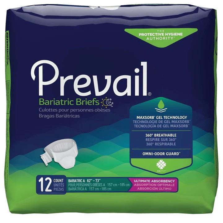 Prevail Bariatric Brief Size A 63" To 73" Waist Case/48 Each - Behope