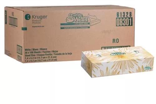 White Swan Facial Tissue 2-ply 7.4"x8.2" 100/box Case/3000 Each - BeHope
