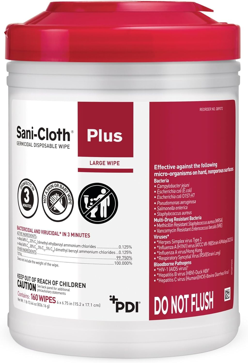 Sani-cloth Plus Germicidal Disposable Wipe 6"x7" 160 Per Container Case/1920 Each - BeHope