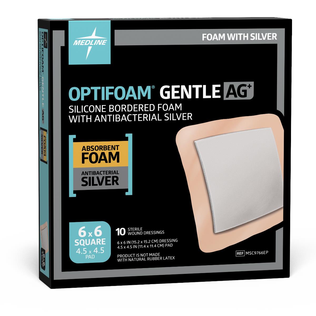 Medline Optifoam® Gentle Ag+ Silicone-Faced Foam Dressing - BeHope