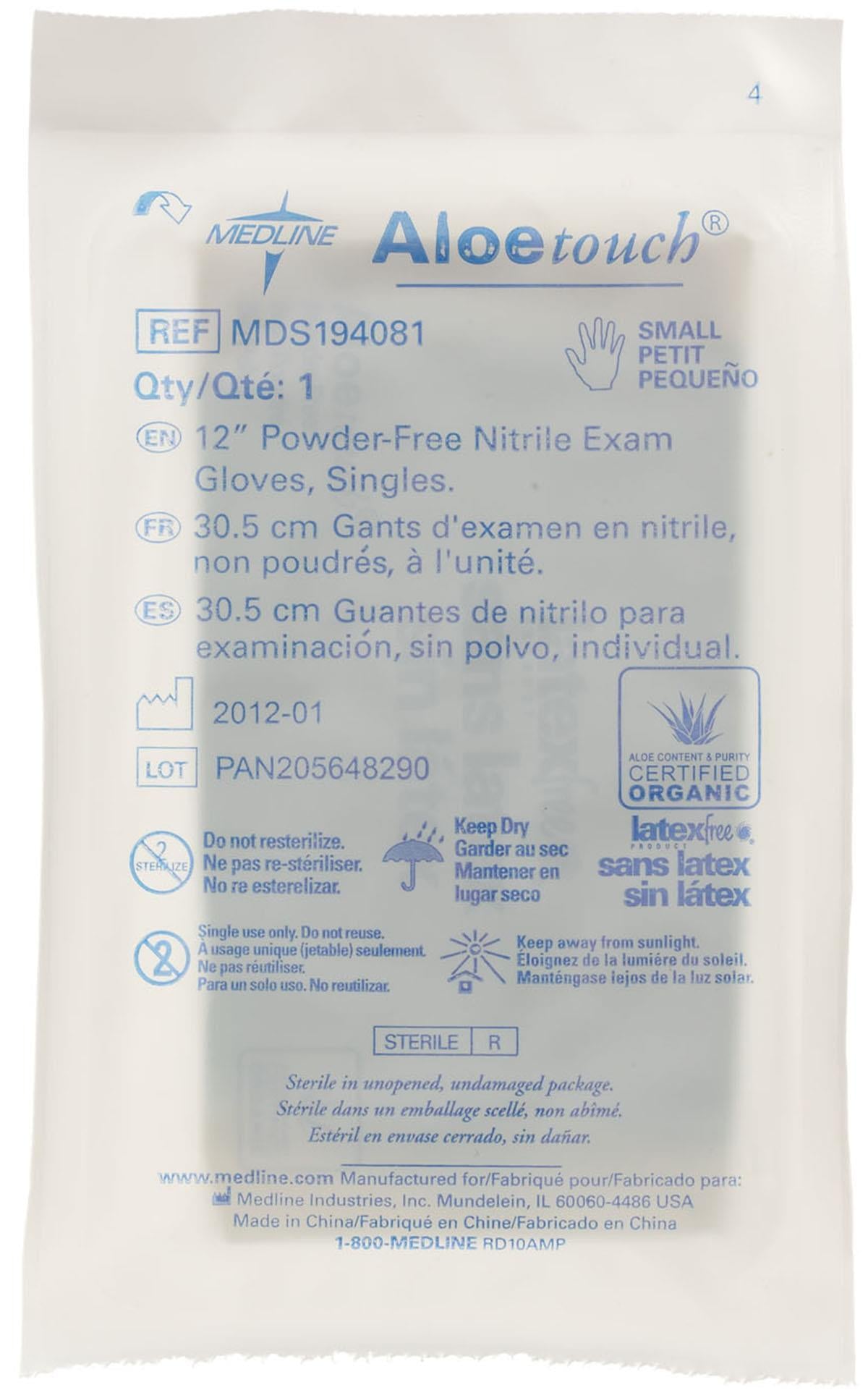 AloeTouch Sterile 12" Powder-Free Nitrile Exam Gloves Extended Cuff Green