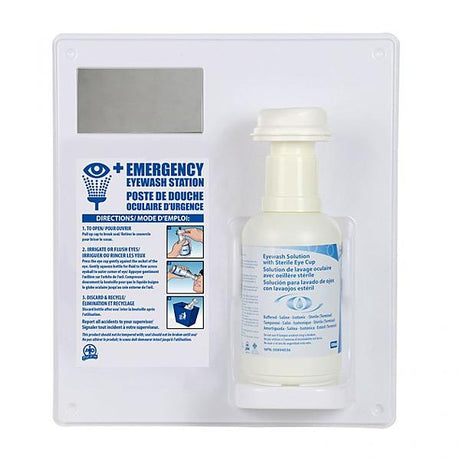Eyewash Station Wall Mount With Mirror And 500ml Pre-filled Solution Bottle Each - Behope