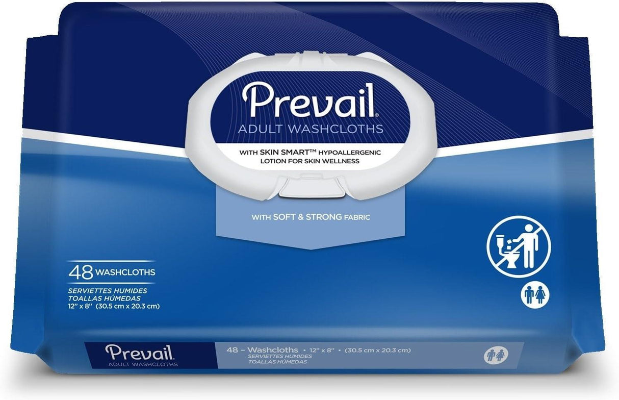 Prevail Pre-moistened 8"x12" Personal Hygiene Wipes Quilted Light Fragrance 48 Per Soft Pack Case/576 Each - Behope