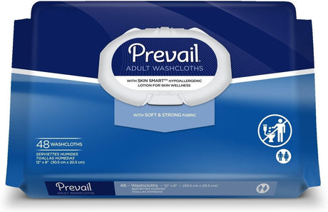 Prevail Pre-moistened 8"x12" Personal Hygiene Wipes Quilted Light Fragrance 48 Per Soft Pack Case/576 Each - Behope
