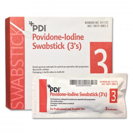 Povidone Iodine 10% Swab Sticks 3 Per Package Box/75 Each - BeHope