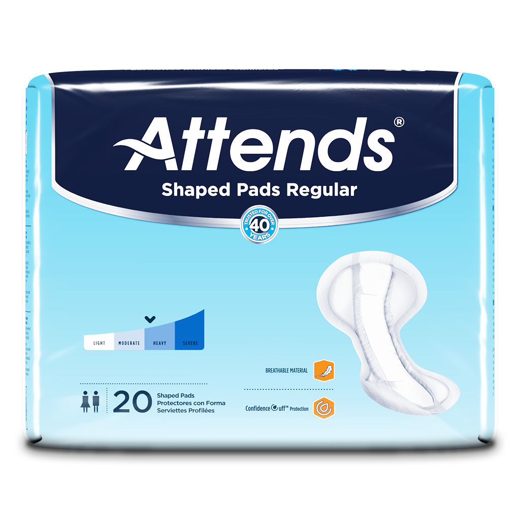 Attends Shaped Pad Day Regular 20 Pad Per Printed Package Case/80 Each - Behope