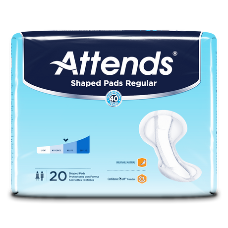 Attends Shaped Pad Day Regular 20 Pad Per Printed Package Case/80 Each - Behope