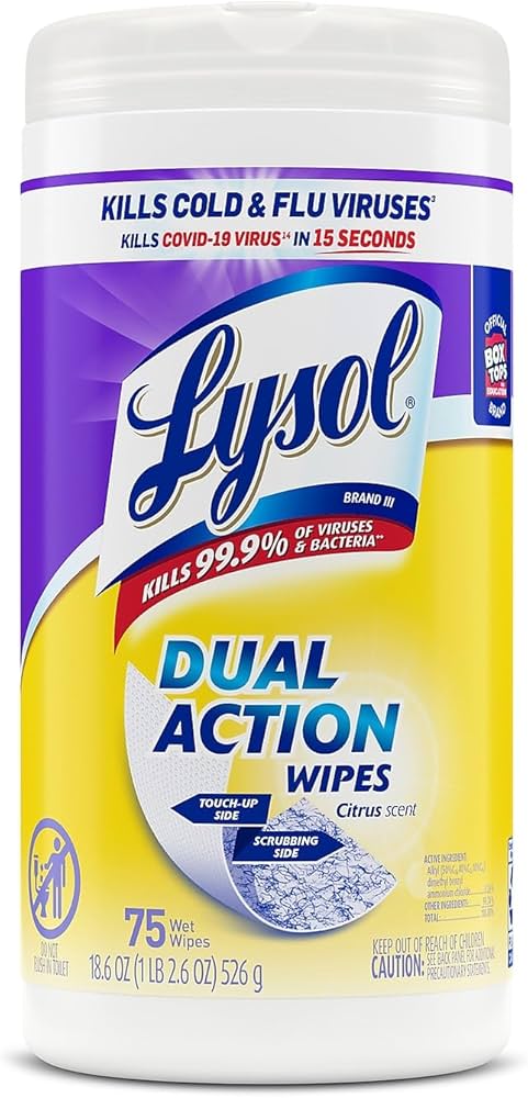 Lysol Disinfecting Wipes Citrus Scent 75 Wipes Per Container - BeHope