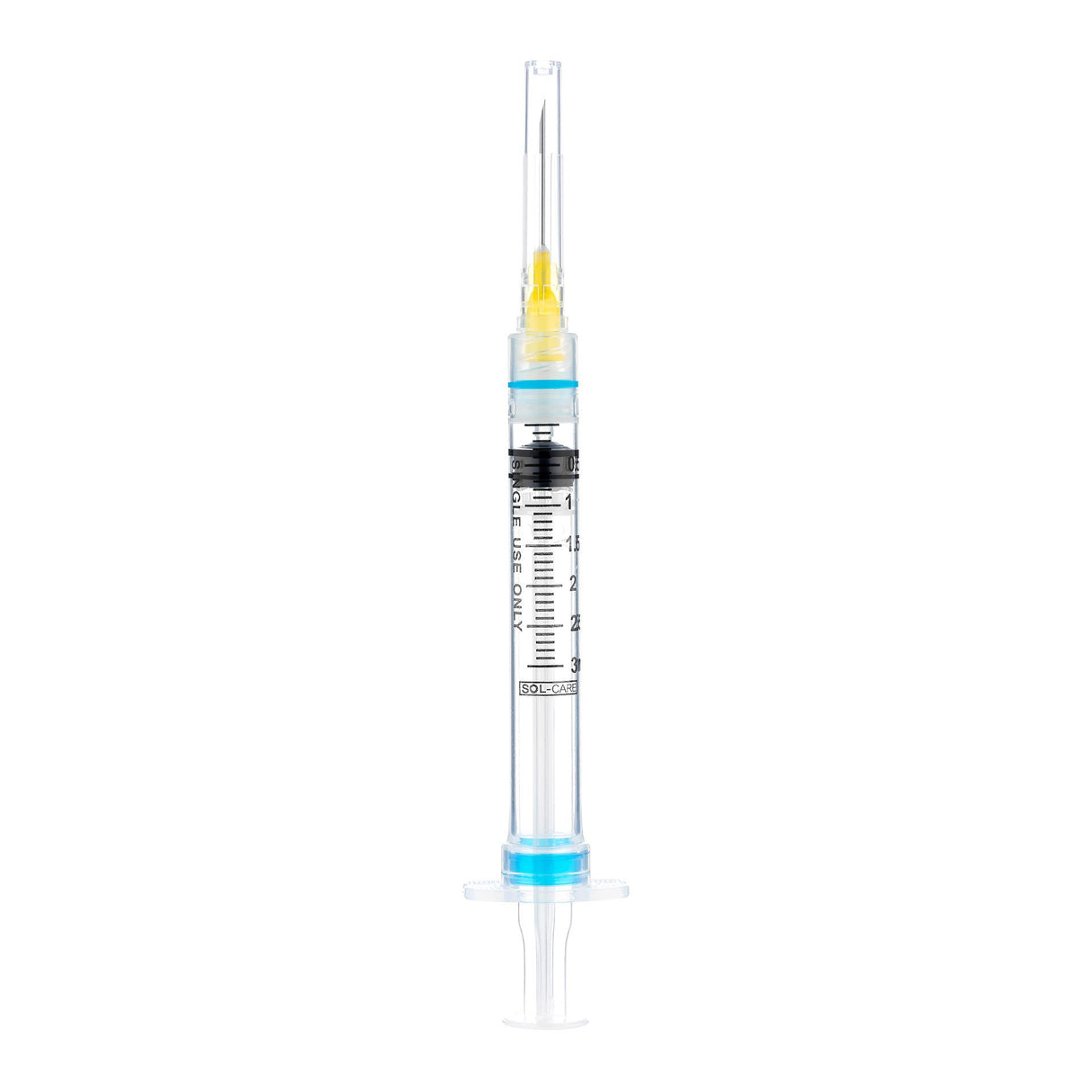 Syringe With Needle Sol-care Safety Snap Type 3ml Syringe With 22gx1.5" Needle Sterile Black Box/100 Each - Behope
