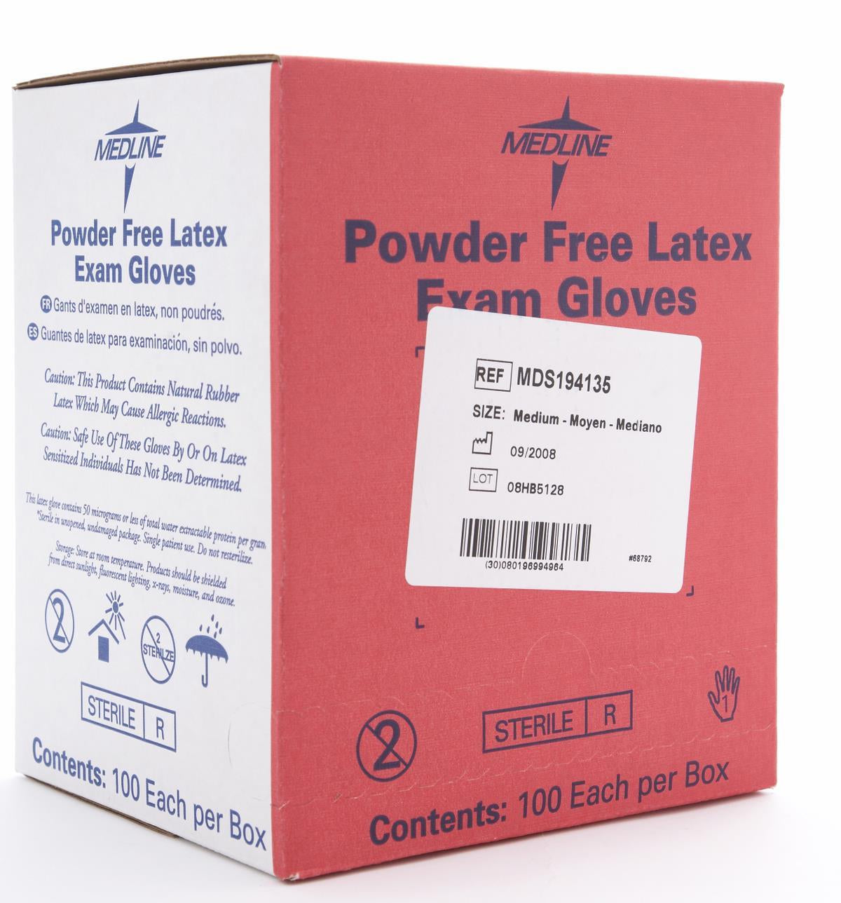Medline Sterile Powder-Free Latex Exam Gloves Beige
