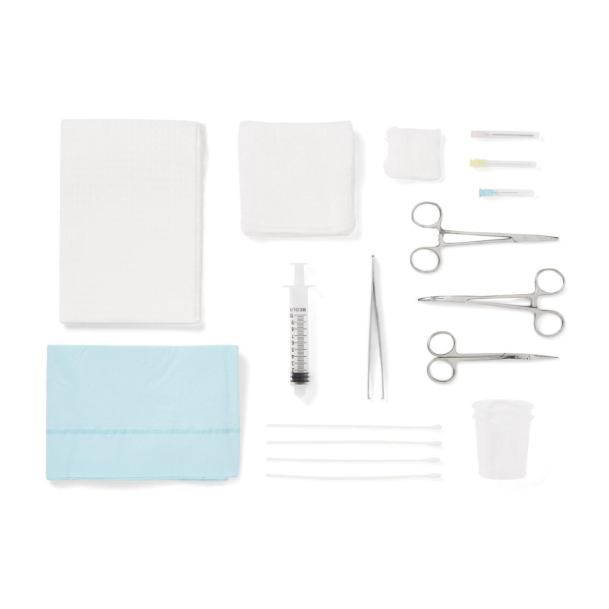 Plateau de lacération avec instruments en acier inoxydable de qualité sol, boîte stérile (20 pièces)