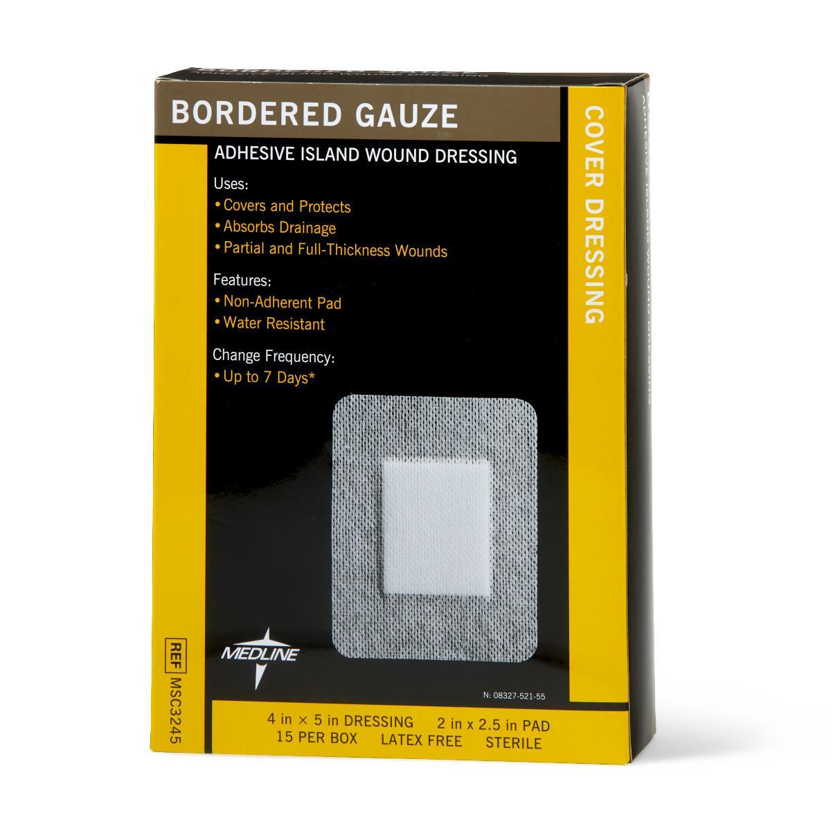 Medline Bordered Gauze Adhesive Island Wound Dressings