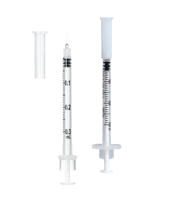 Sol-m 0.3ml Syringe With Fixed Needle 31g X 8mm(5/16") Blister Sterile Box/30 Each - Behope