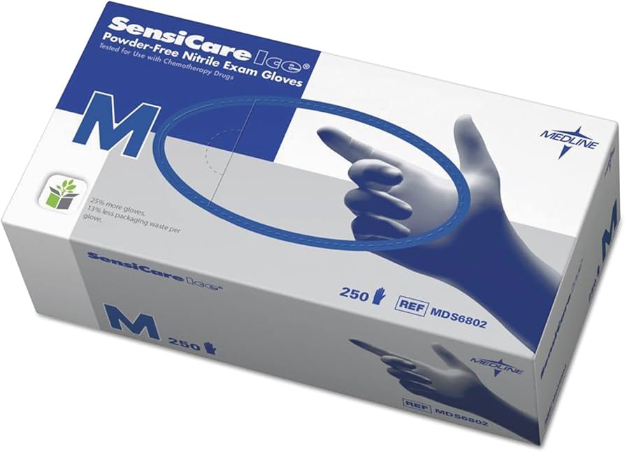 Sensicare Ice Nitrile Exam Glove Powder-free Medium Boxes Of 250 Blue - BeHope