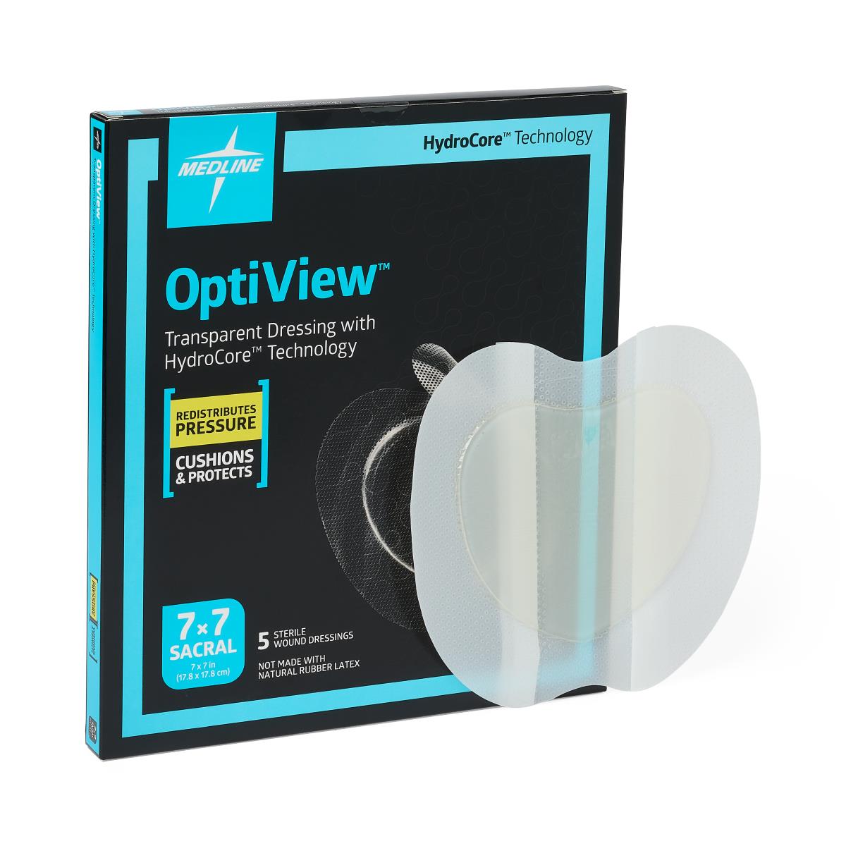 Optiview Transparent Sacral Silicone Adh Wound Dressing W/hydrocoretechnology 22cm X 22cm Box/5 Each - BeHope