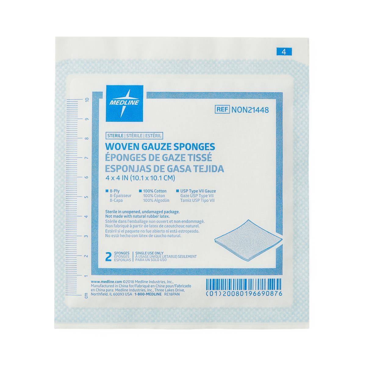 Medline Sterile 100% Cotton Woven Gauze Sponge