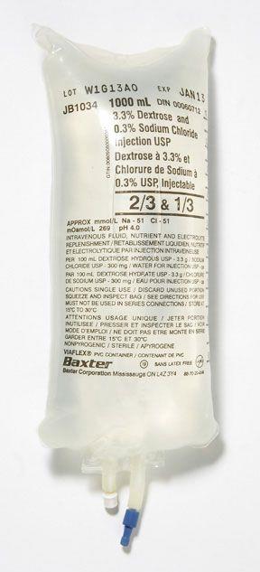 Dextrose 3.3% And Sodium Chloride 0.3% 1000ml Bag For Injection Usp Case/12 Each - BeHope