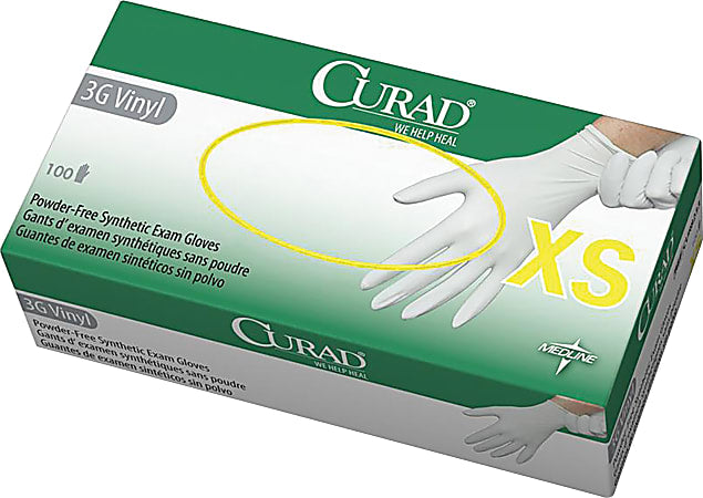 CURAD 3G Powder-Free Synthetic Vinyl Exam Glove, White - BeHope