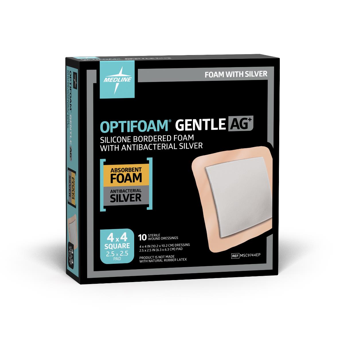 Medline Optifoam® Gentle Ag Silver Silicone Adhesive Foam Dressing with Border - BeHope