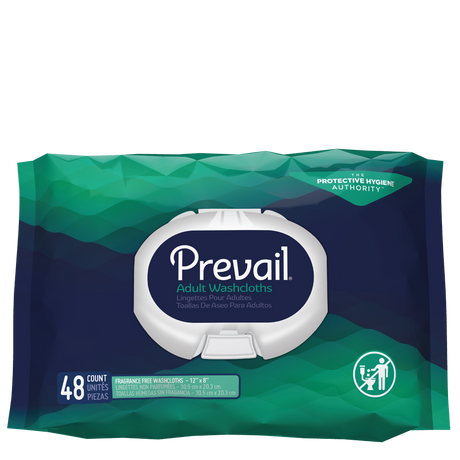 Prevail Pre-moistened 8"x12" Personal Hygiene Wipes Fragrance Free 48per Soft Pack Case/576 Each - Behope