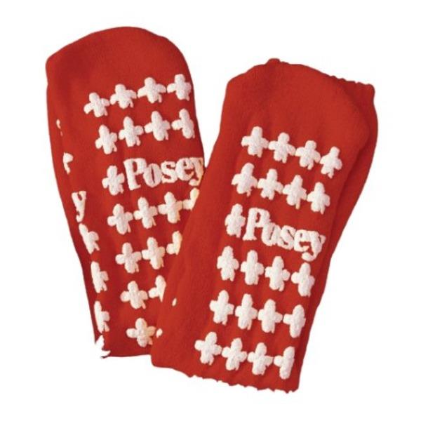 Posey Fall Management Socks Non Skid Bottom Large Red Pair/2 Each - Behope